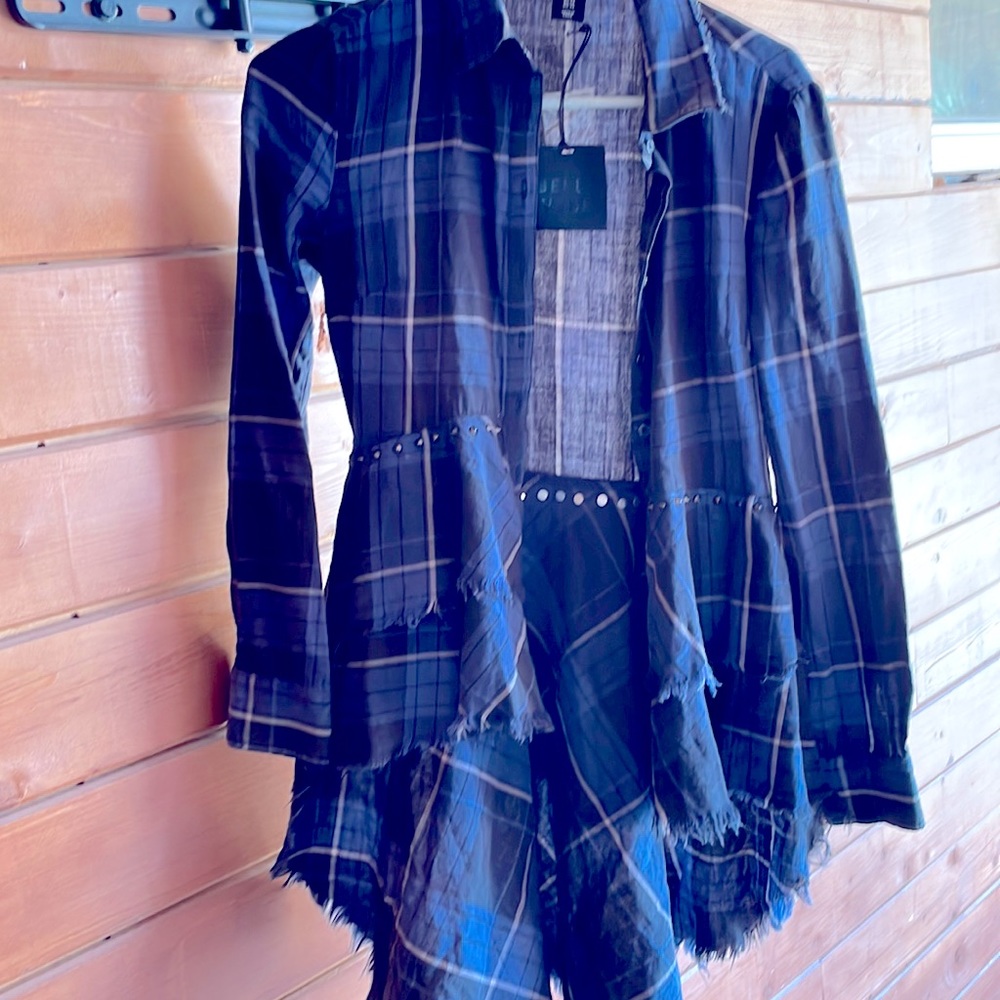 Cool plaid studded layered shirt